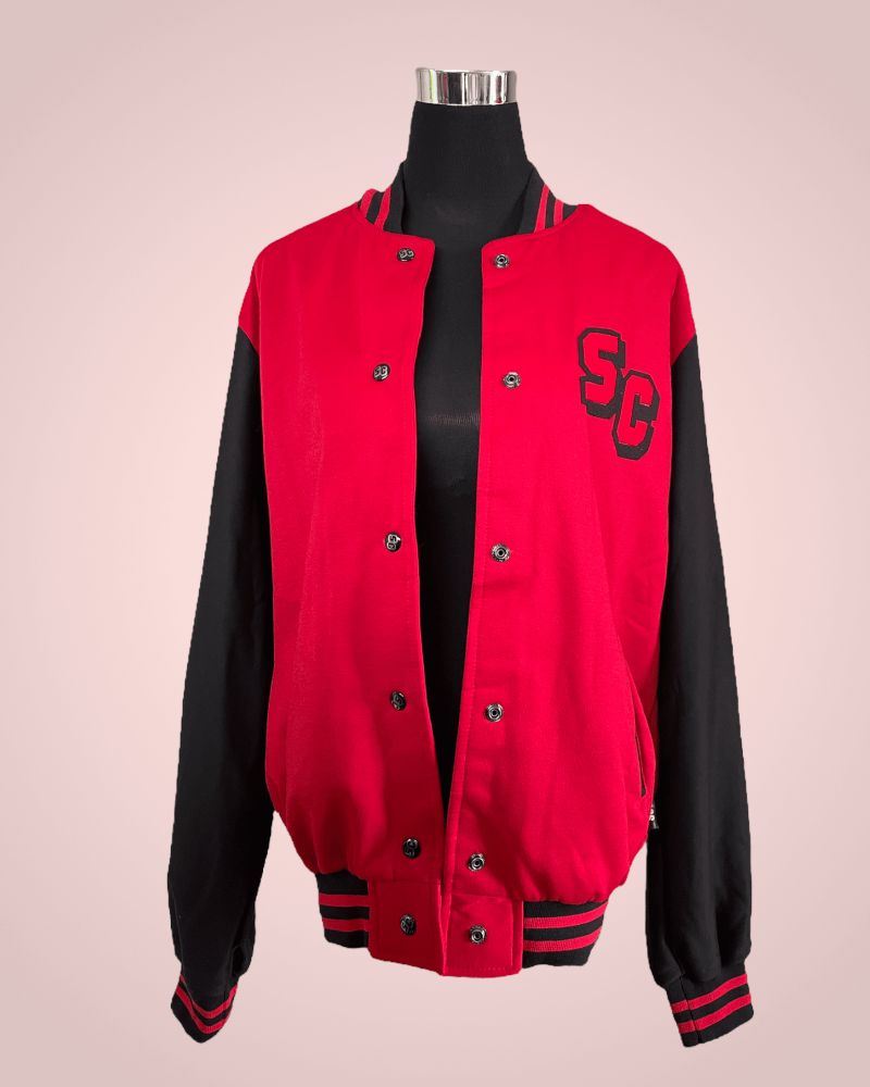 PhotoRoom_047_20220519_100503 PhotoRoom 047 20220519 100503 <hr /> <strong>Returns:</strong> <p style="text-align: left; padding-left: 40px;">Free exchange or returns within 30 days. <a href="https://futurefashion.co.za/faq-returns-refunds/" target="_blank" rel="noopener"><span style="font-size: small;">Return FAQ</span></a></p> <hr /> <strong>Product details:</strong> <ul> <li>Bomber Varsity Jacket</li> <li>Long Sleeve</li> <li>Press Stud Closure</li> <li>Ribbed Cuffs & Hem</li> <li>Colour: Red/Black</li> <li>Material: Brushed Cotton Fleece</li> <li>Brand: Soulo</li> </ul>